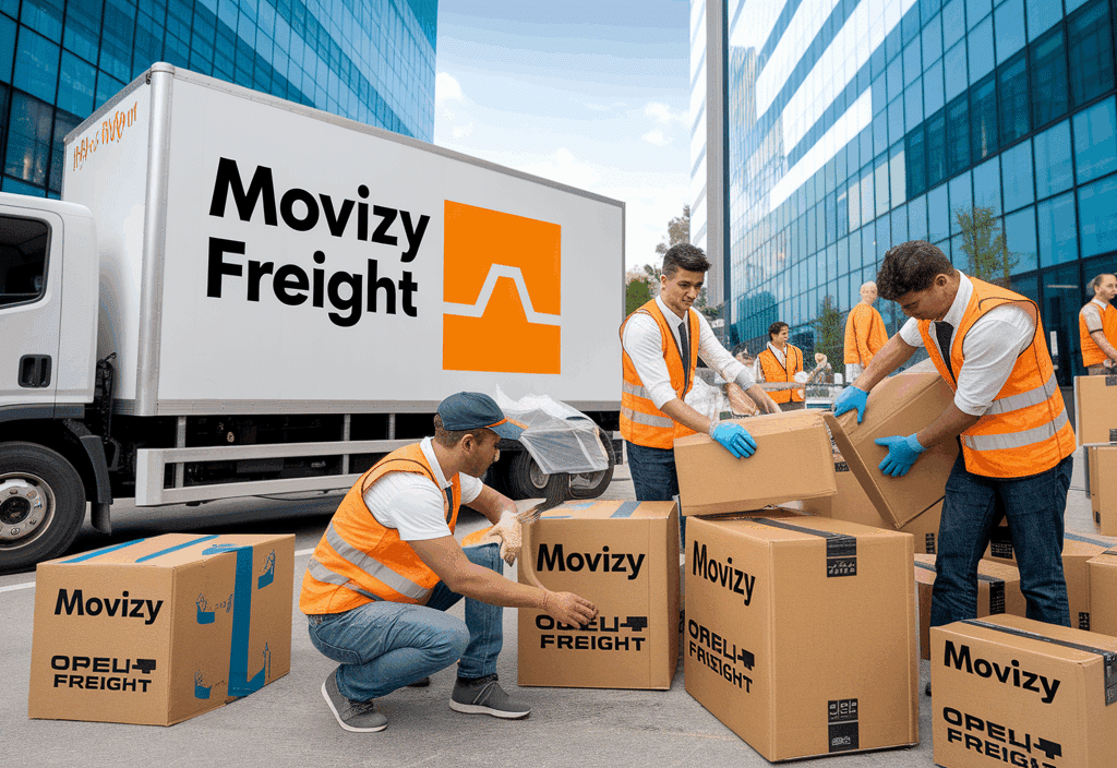 Movizy movers packing IT equipment for corporate relocation in Bangalore using B2B and B2C logistics solutions